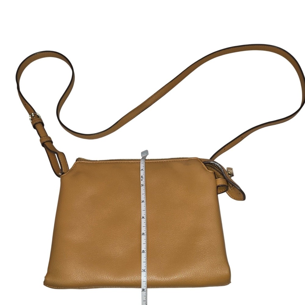 A New Day Tan Faux Leather Crossbody Bag Small Zip Organizer Camel - Picture 6 of 11